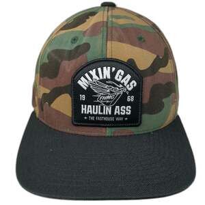 Fasthouse Snapback Hat Green One Size Camo Haulin Ass Flat Bill Patch Moto